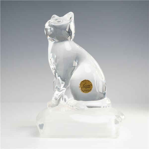 Cristal d'Arques Clear Lead Crystal Cat Figurine