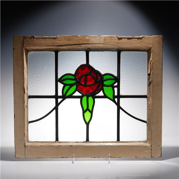 English School, Art Deco Style Stained Glass Rose Window