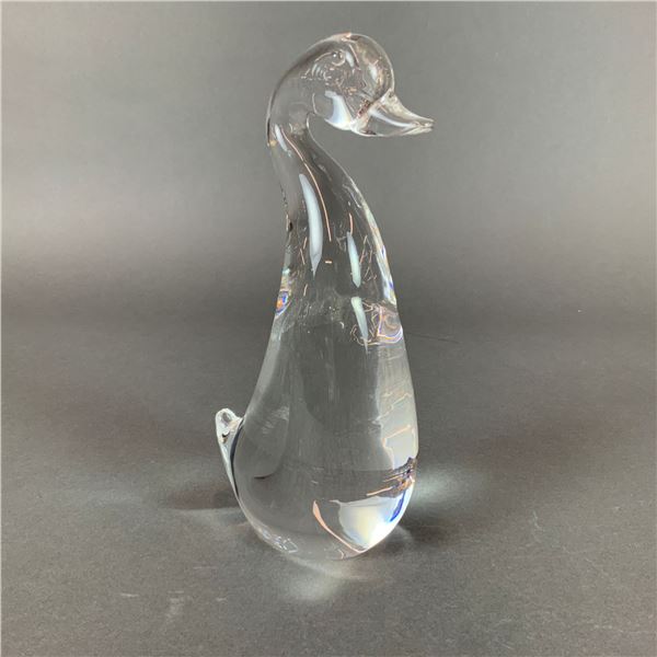 Steuben Crystal Glass Duck Figurine by Lloyd Atkins