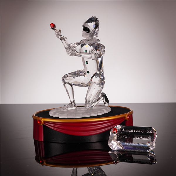 Swarovski SCS 2001 Annual Edition Harlequin Figurine, Plaque and Base