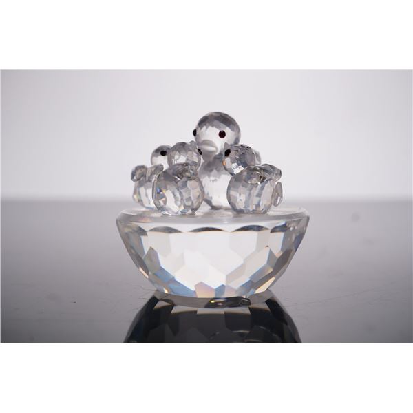 Swarovski Silver Crystal Ducklings in Nest Figurine