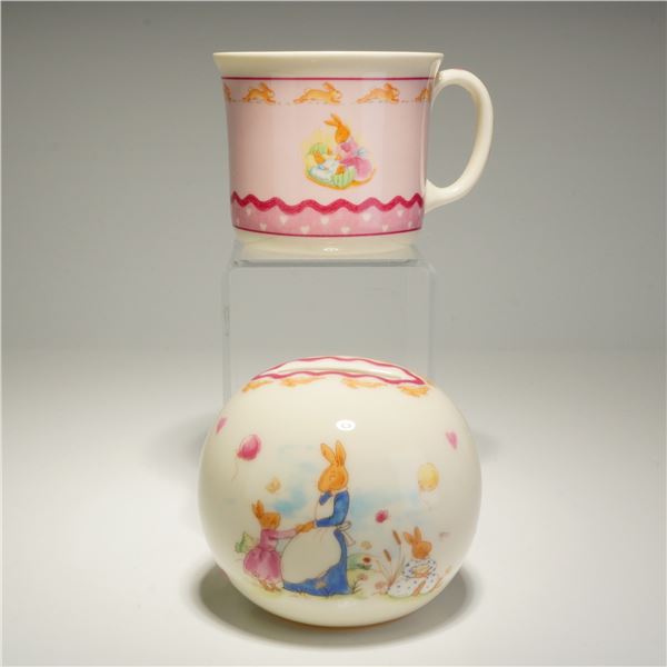 2pc Royal Doulton Bunnykins Sweet Hearts Mug and Money Bank