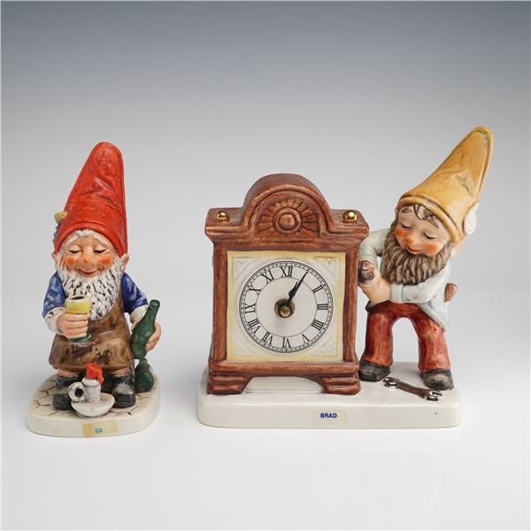 Goebel Co-Boy Gnomes, Ed the Drinker and Brad the Clockmaker Figural Clock