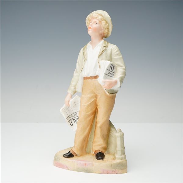 Gebruder Heubach Bisque Porcelain Newspaper Boy Figurine