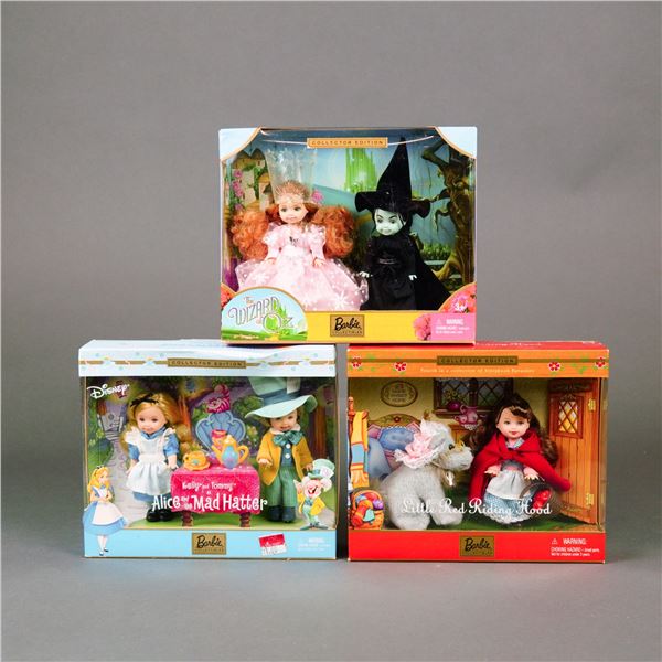 Mattel Three Barbie Collectibles Kelly and Tommy Storybook Gift Sets, 4.5"