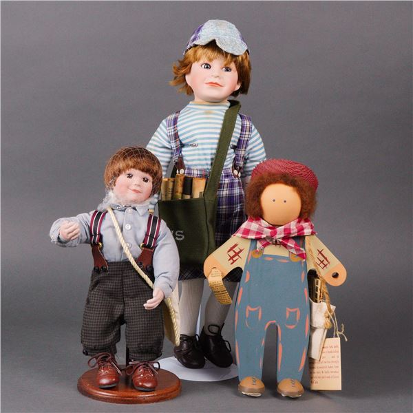 Three Newsboy Dolls, including a Bradley's and Lizzie High