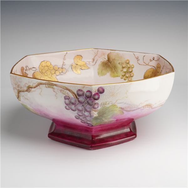 Tressemanes & Vogt Limoges Hand-Painted Grapevine Hexagonal Console Bowl