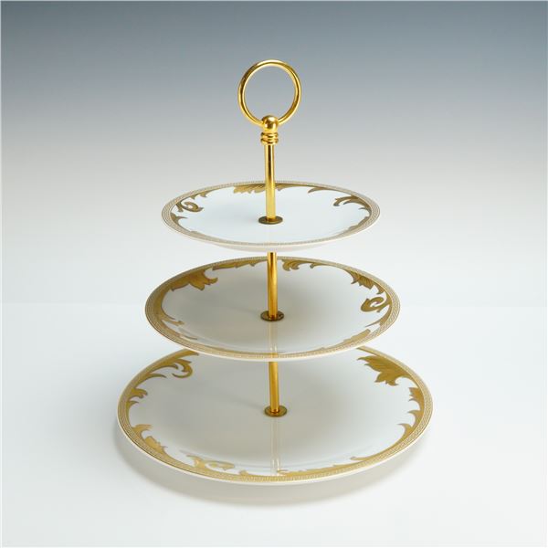 Rosenthal Versace Three-Tiered Cake Stand, Arabesque Gold