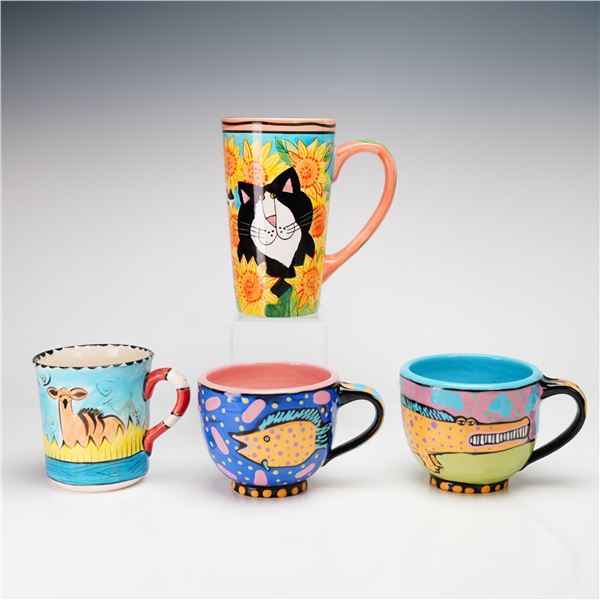 4pc Ceramic Mug Grouping Including Penzo Zimbabwe and Candace Reiter