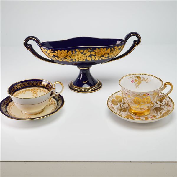 Five-piece Italian and English Tableware - Cups and Saucers with Compote Dish