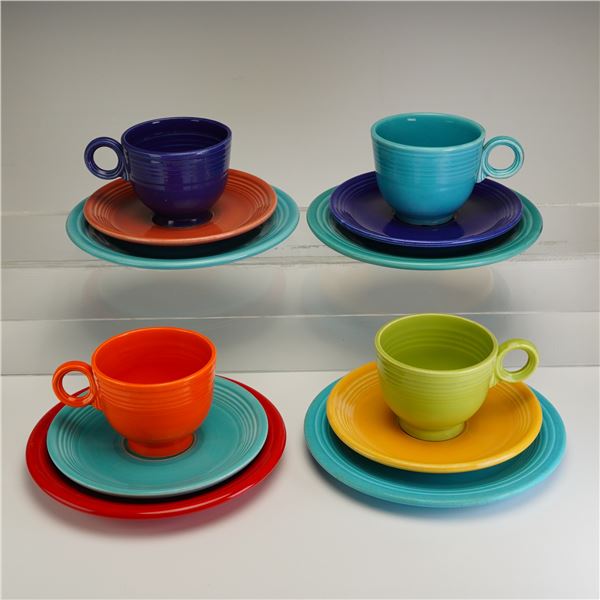 Fiesta Art Deco Cups and Saucers Color Set