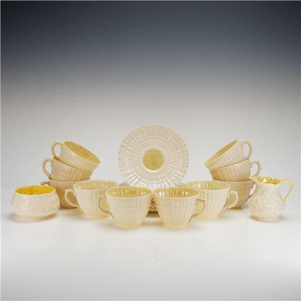 23pc Belleek Eggshell Parian Porcelain Tea Set with Neptune Shell Pattern