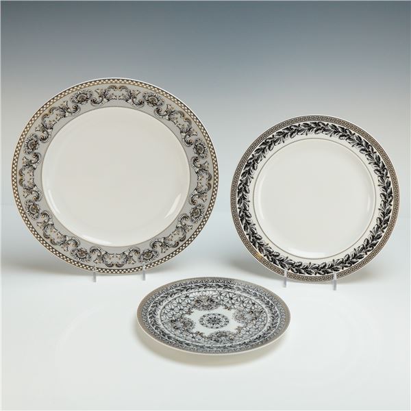 3pc Versace Rosenthal Porcelain Plate Set, Marqueterie