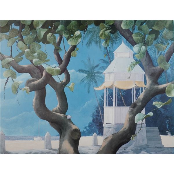 John Kiraly (Am. B. 1943) Serigraph on Paper, Tropical Landscape, Signed