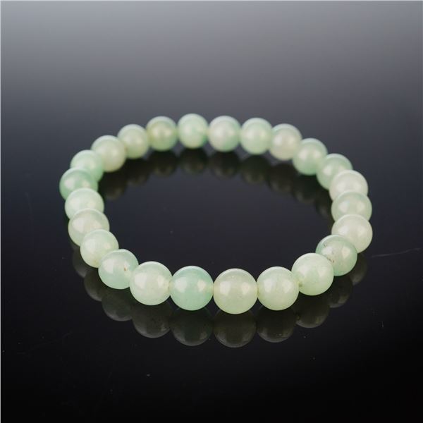 Green Jade Bead Stretch Bracelet