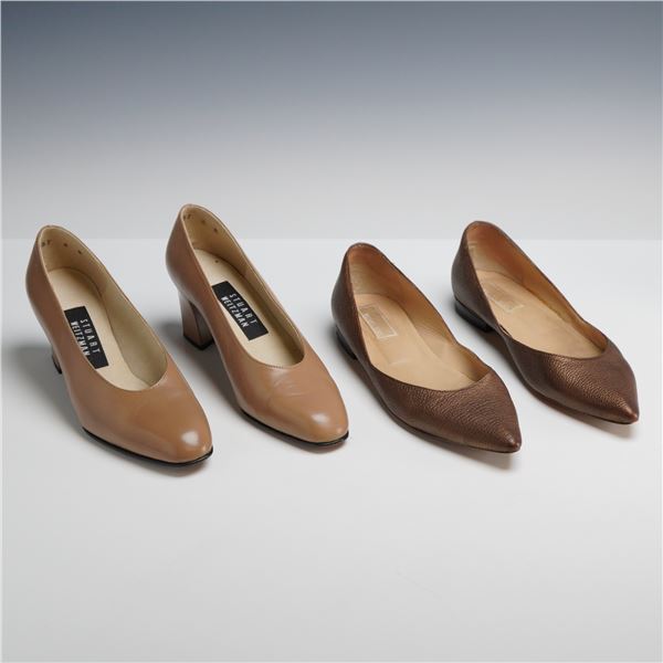 A Pair of Stuart Weitzman Leather Pumps and Michael Kors Metallic Flats, Size 6