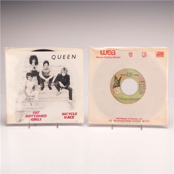 Two Queen 7-Inch Vinyl Records Including Bicycle Race and You're My Best Friend