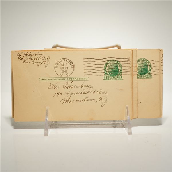 Collection of 40 1940s Soldier to Family in New Jersey U.S. Postal Cards