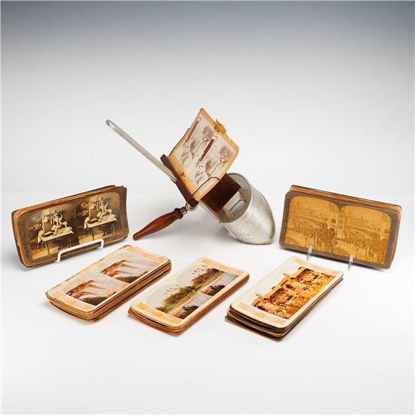 Antique Kevuko "The Perfect" Stereoscope Viewer and Collection of Stereoview Cards, circa 1900