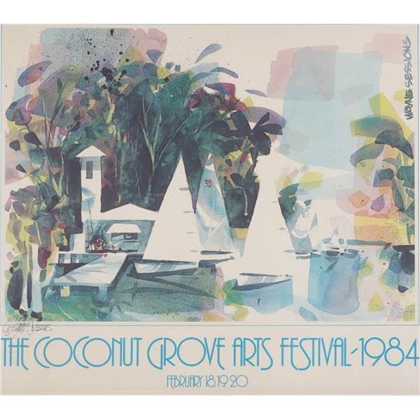Wayne Sessions 1984 Coconut Grove Festival Lithograph, Signed