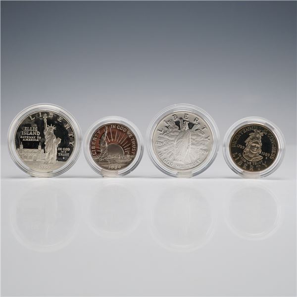 US 1986/1989 Commemorative Proof Collection, 4 Coins, Silver & Clad