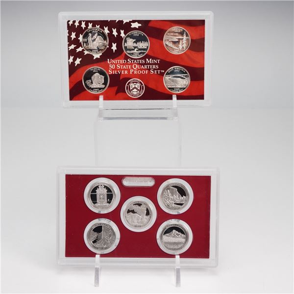 2pc 2005-S and 2010-S United States Mint Silver Proof Quarter Sets