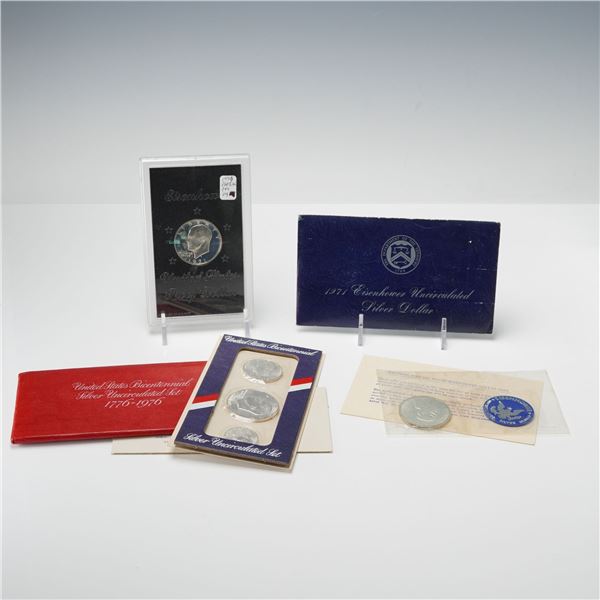 3pc 1971, 1776-1976 Eisenhower & Bicentennial Silver UNC & Proof Coins