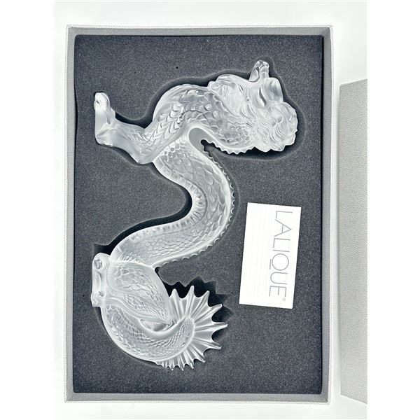 NOS 12" Lalique Paris Crystal Dragon 2000