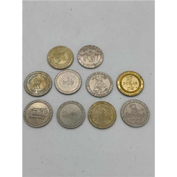 10 x Vintage Las Vegas $1 Casino Chip Coins