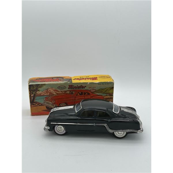 NOS 1950s Minister Deluxe Tin Friction Car Black