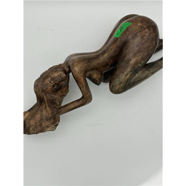 22" Hand Carved Detailed Female Figure Sculpture