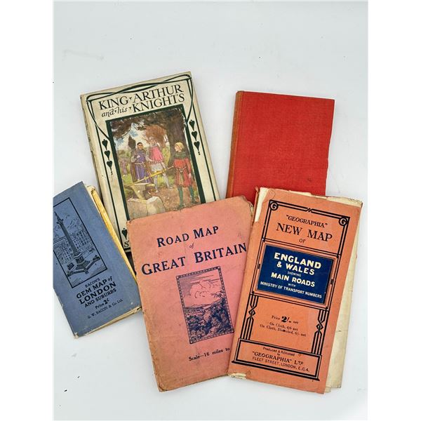 3 antique maps of U.K. area and 2 books including Doyle
