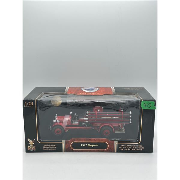1:24 die cast Fire Truck with 24kt plated coin 1927 Seagrave