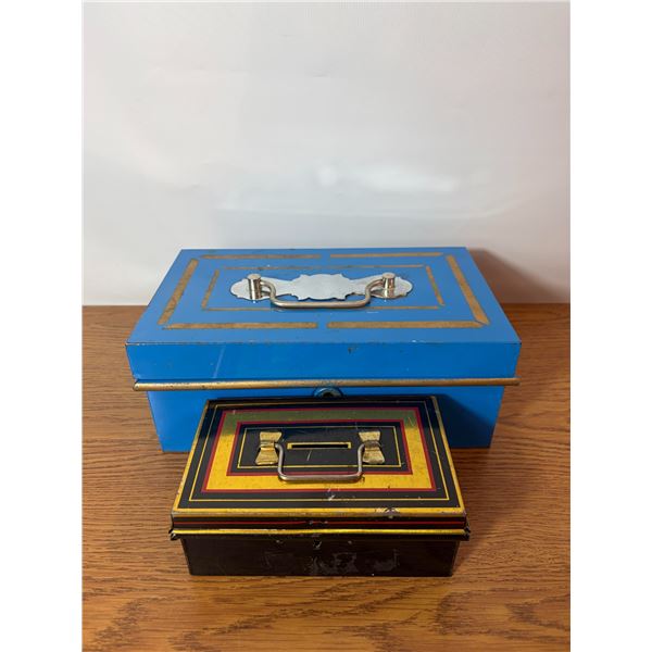2 x vintage metal cash box's
