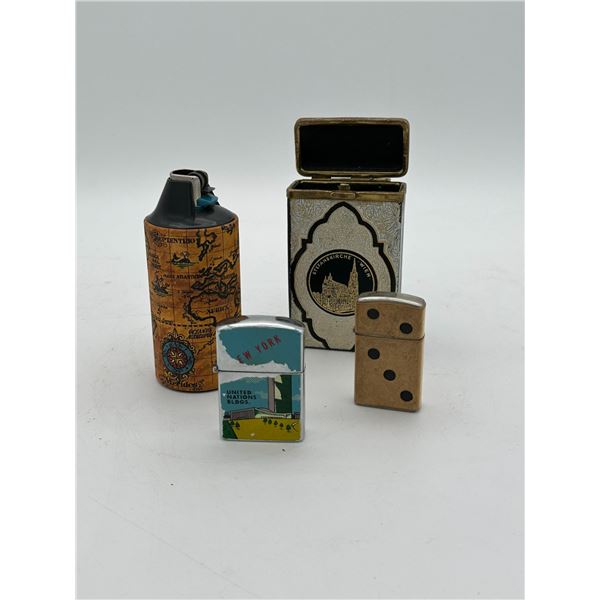 3 x vintage lighters and cigarette case Austria
