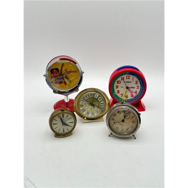 5 x alarm clocks pin-up / timex / Veglia and more