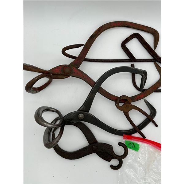 Collection of vintage tools with hand forged ice thong