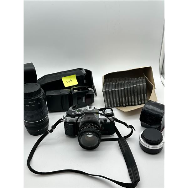 Canon AE-1 Program 35mm SLR Camera Kit w/ Lenses & Slides