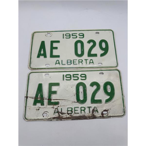 Pair of 1959 Alberta Licence Plates – AE 029