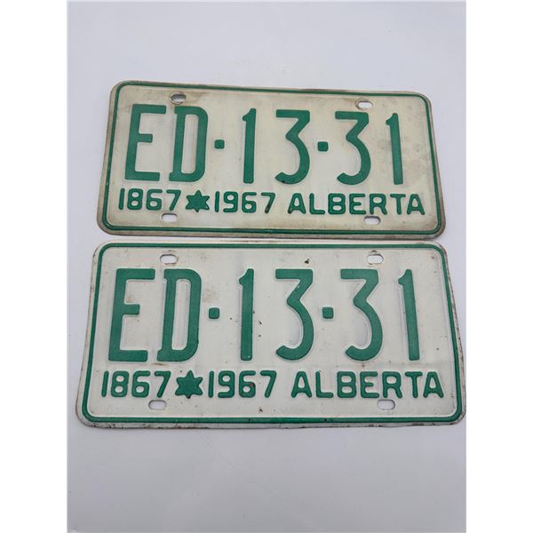 Pair of 1967 Alberta Centennial Commemorative Licence Plates – ED-13-31