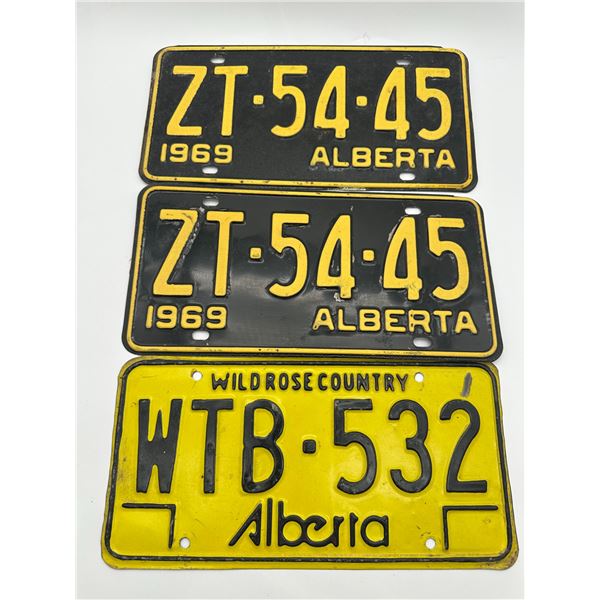 Group of Three Vintage Alberta Licence Plates