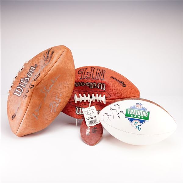 Don Shula, Earl Morrall, and Dan Marino Signed Wilson Footballs, 3pc Collection, Unauthenticated