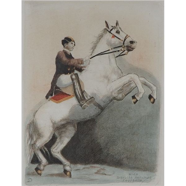 Style of Joseph Plank (Austrian 1894-1977), Hand-Colored Engraving, Signed