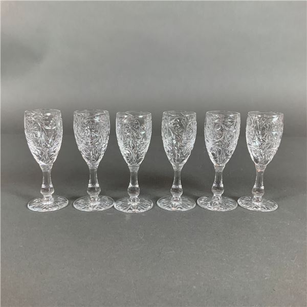 A Set of Six Tudor England Cut Crystal Liqueur Glasses