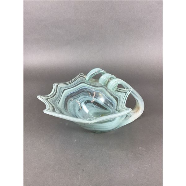 Murano Style Hand-Blown Swirl Glass Decorative Centerpiece Bowl