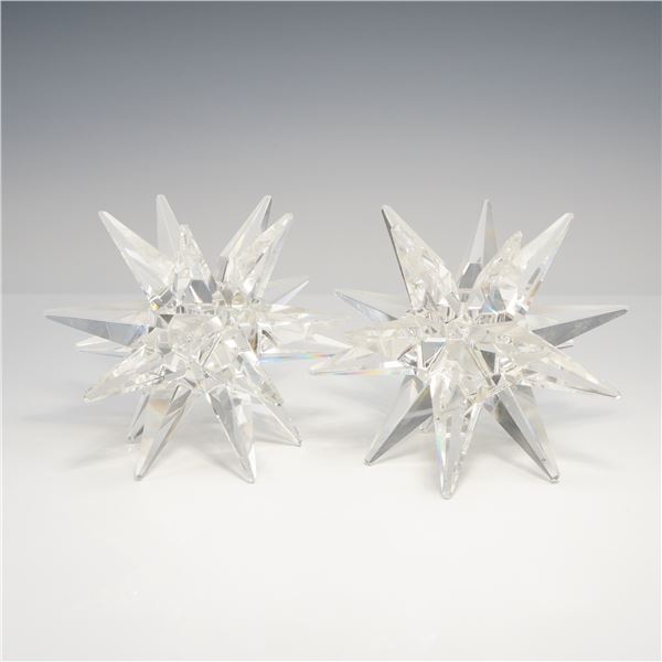 A Pair of Cut Crystal Moravian Star Candle Holders