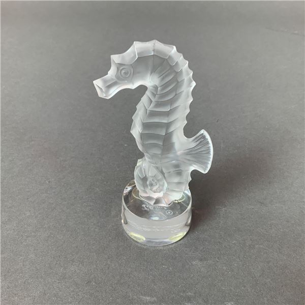 Lalique Frosted and Clear Crystal Seahorse Figurine
