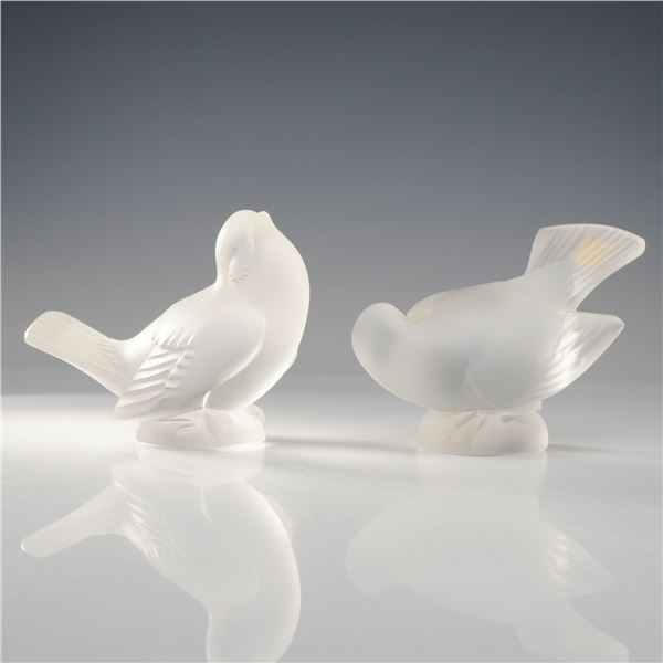 Lalique Frosted Crystal Sparrow Figurines
