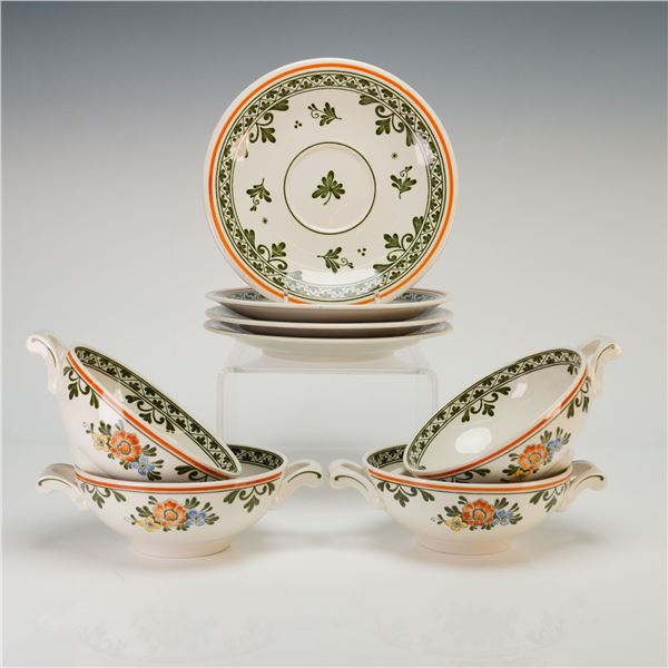 A Set of Villeroy and Boch Alt Amsterdam Vitro-Porcelain Cream Soup Bowls and Saucers