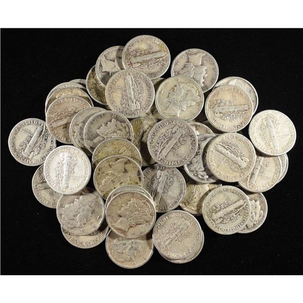 (50) 90% SILVER MERCURY DIMES